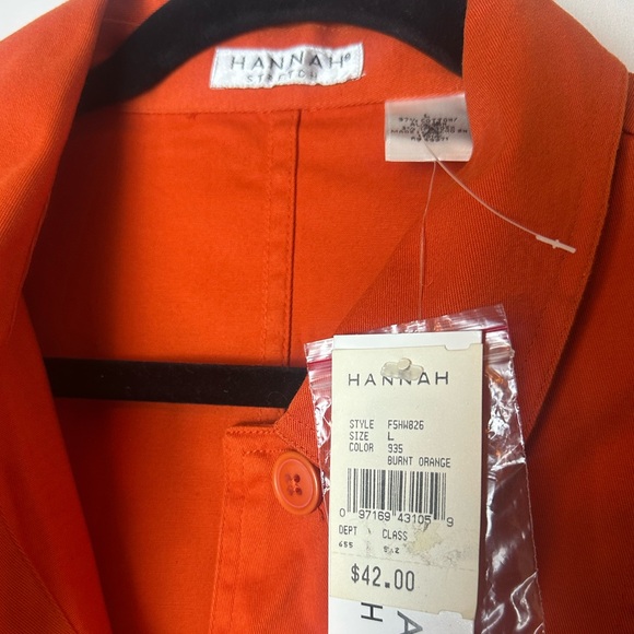 ❗️ Orange Button up business casual cotton jacket size large Hannah Stretch - Picture 6 of 9